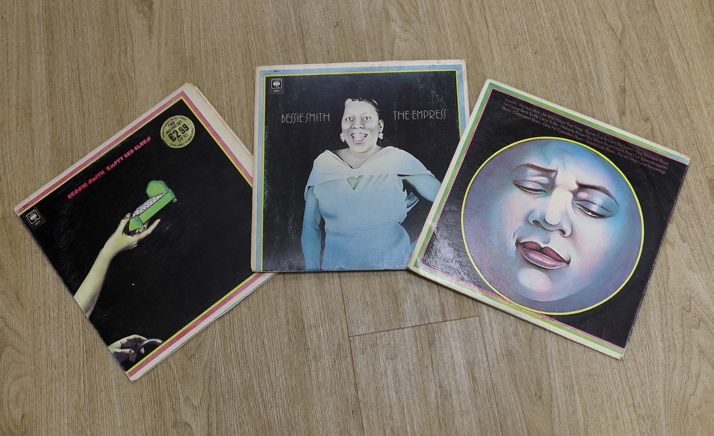 Forty-six Jazz LPs including, Bessie Smith, Charlie, Mingus, Ornette Coleman, Fats Waller, Bix Beiderbecke, Jelly Roll Morton, Louis Armstrong, Leadbelly, Ian Menzies, etc. together with six 10 inch LPs, etc.